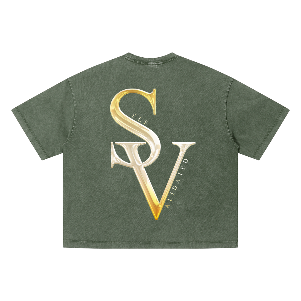 “SV” logo Unisex Vintage Wash Boxy T-Shirt
