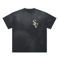 “SV” Hand-Frayed Sunfade Paint Splatter T-Shirt