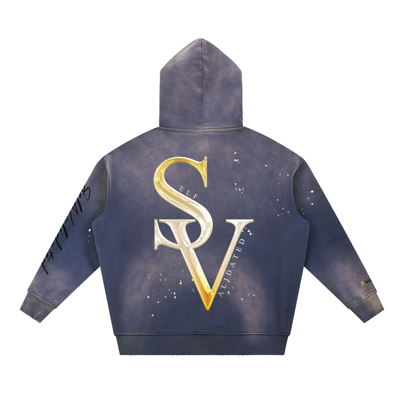 “SV” logo Vintage Washed Frayed Fleece Hoodie