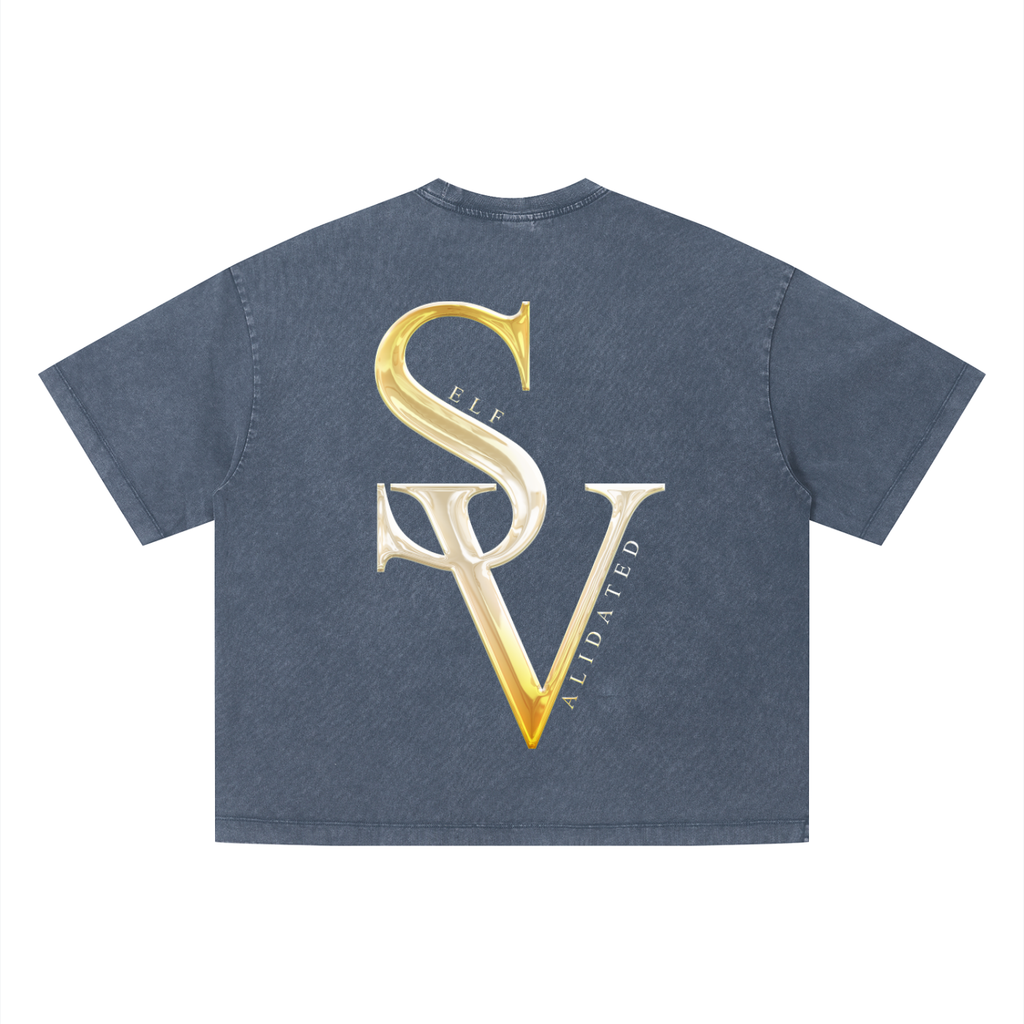 “SV” logo Unisex Vintage Wash Boxy T-Shirt