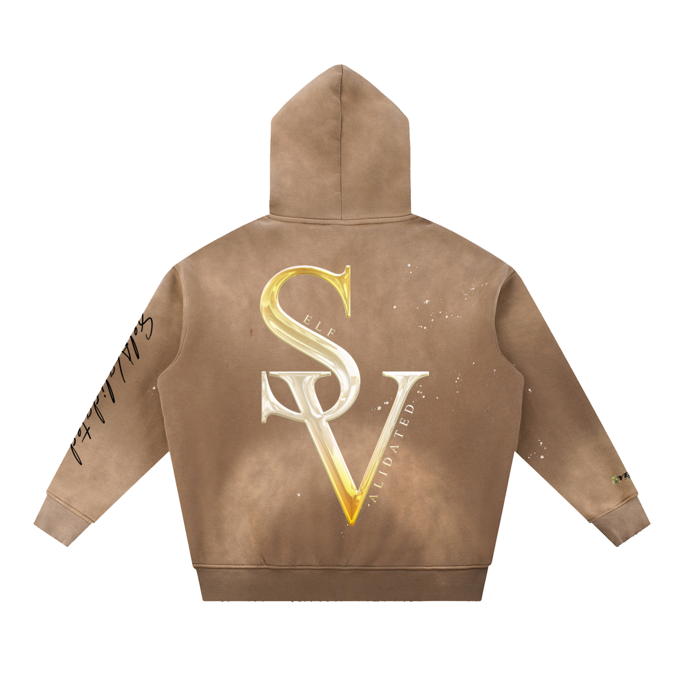 “SV” logo Vintage Washed Frayed Fleece Hoodie
