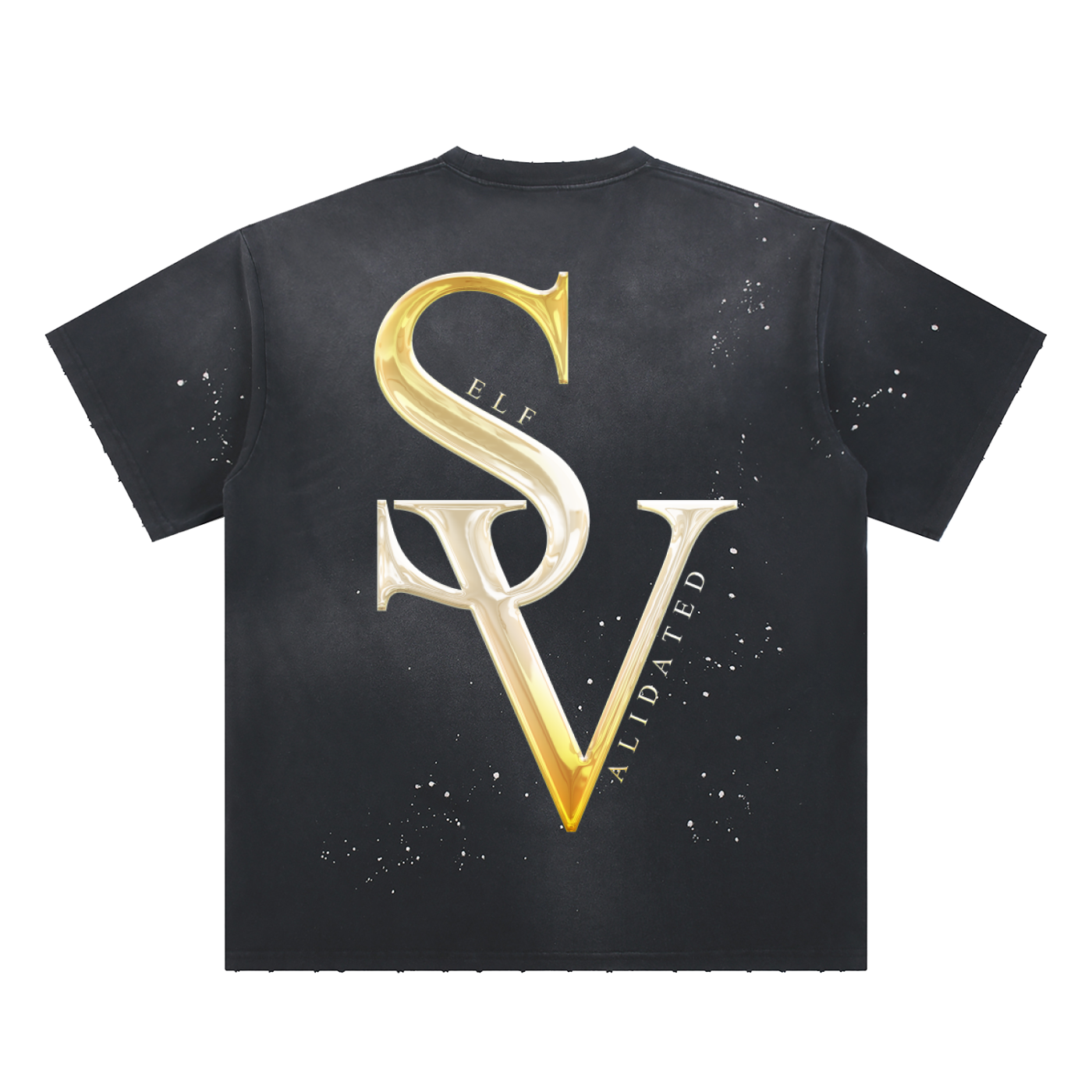“SV” Hand-Frayed Sunfade Paint Splatter T-Shirt