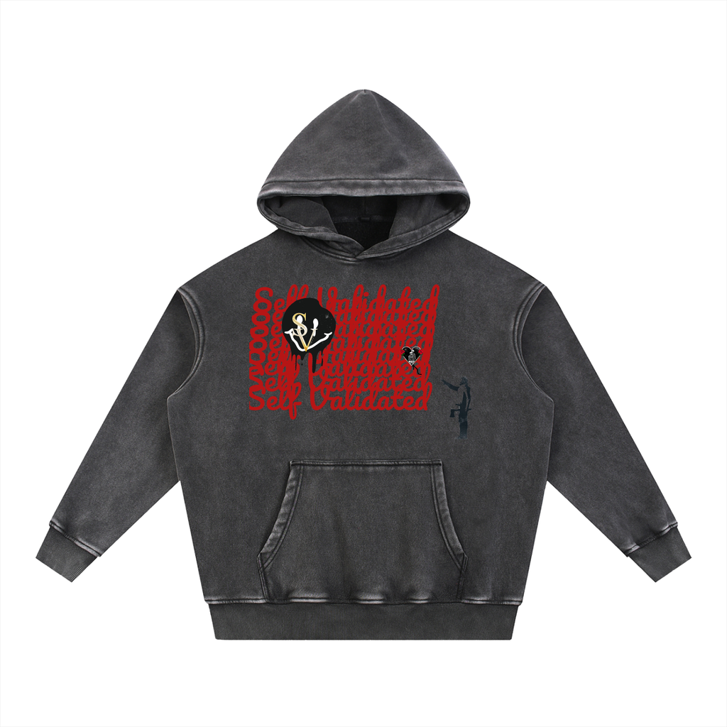 SelfValidated graphic "its ok to not be ok' Snow Wash Fleece Oversize Hoodie