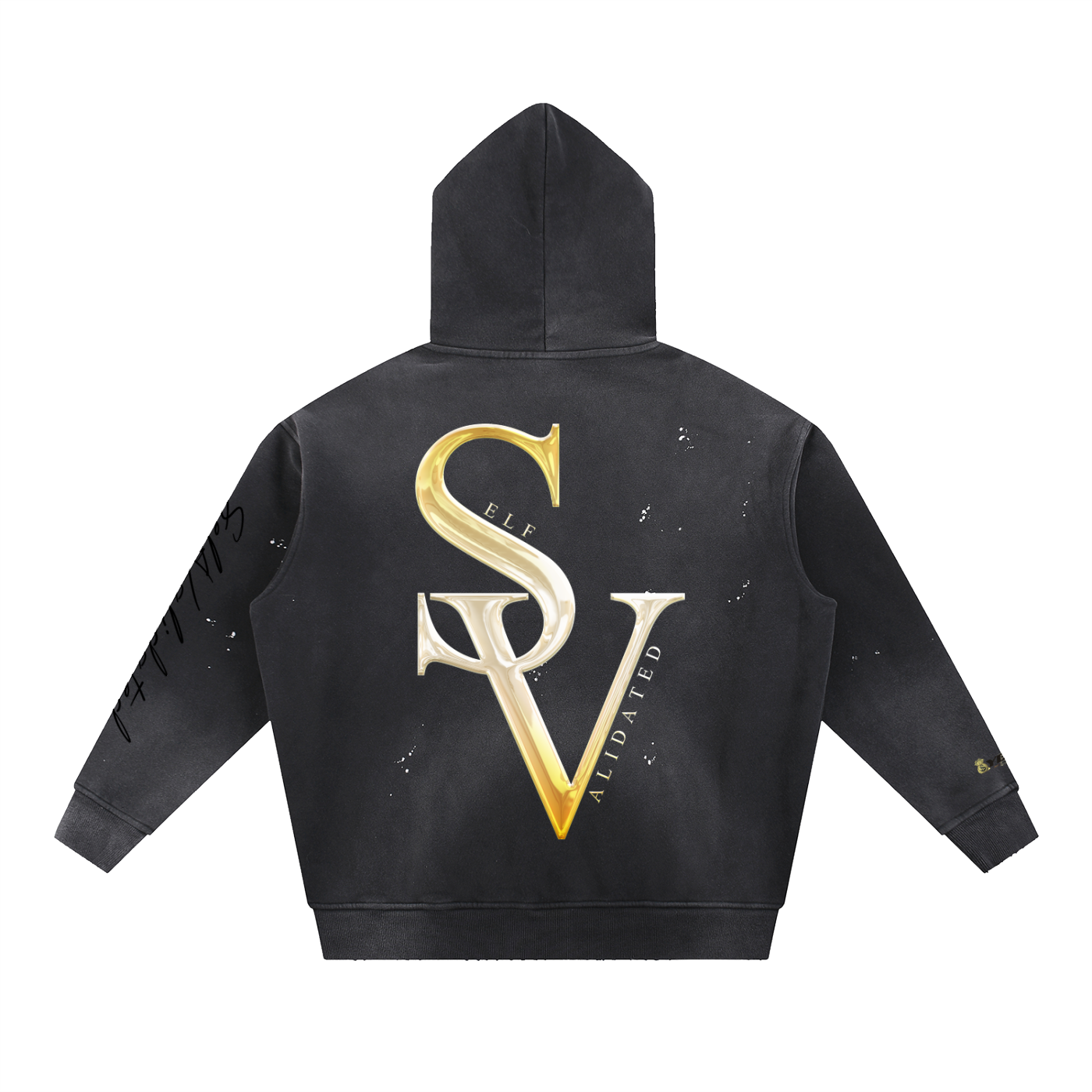 “SV” logo Vintage Washed Frayed Fleece Hoodie