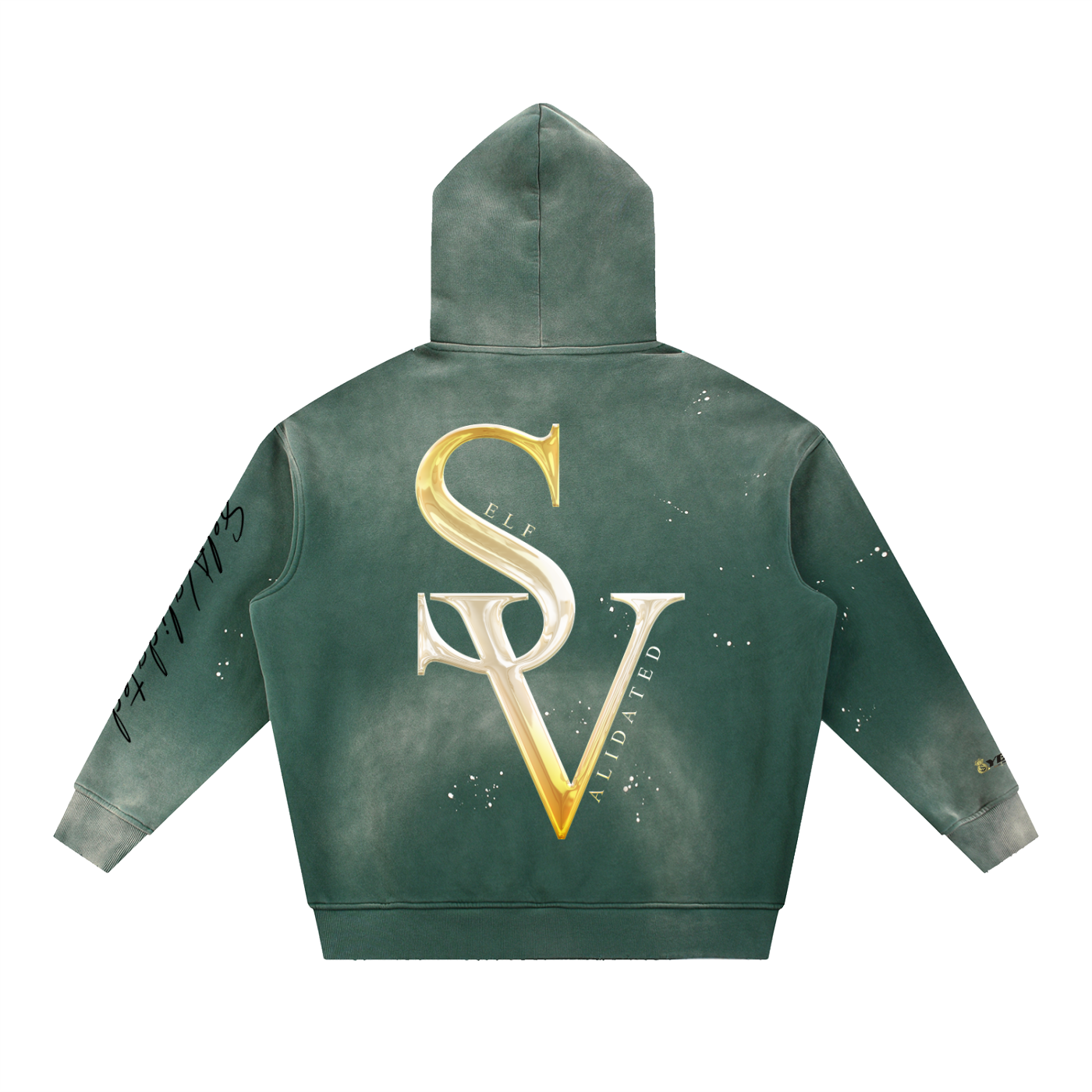“SV” logo Vintage Washed Frayed Fleece Hoodie